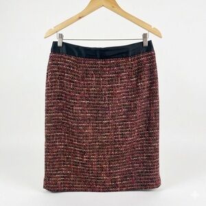 Boden Multicolor Wool Blend Tweed Pencil Skirt Pink Purple Size 8R